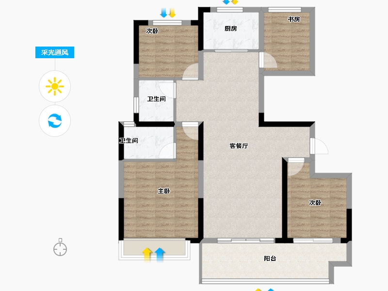 河南省-濮阳市-华信·越绣水岸-103.05-户型库-采光通风