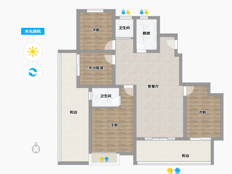 河南省-濮阳市-康桥·宝泊幸福里-114.24-户型库-采光通风