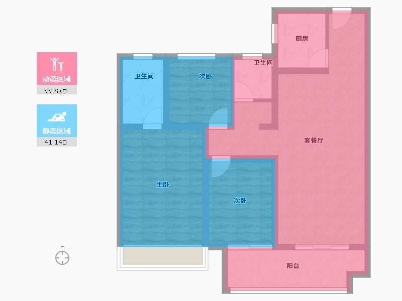 河南省-濮阳市-开州百子园-85.96-户型库-动静分区