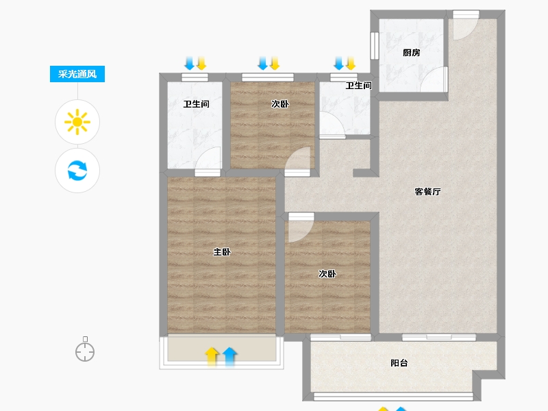 河南省-濮阳市-开州百子园-85.96-户型库-采光通风