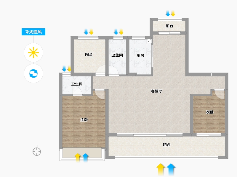 安徽省-滁州市-金鹏天境-105.61-户型库-采光通风