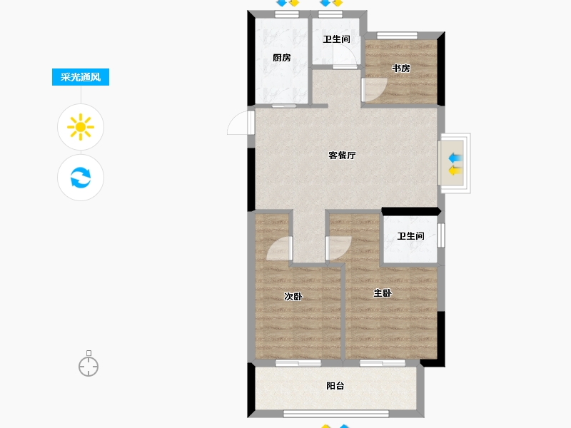 浙江省-台州市-天骄嘉苑-71.00-户型库-采光通风