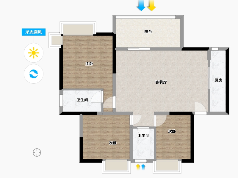 四川省-绵阳市-水韵长滩-101.00-户型库-采光通风