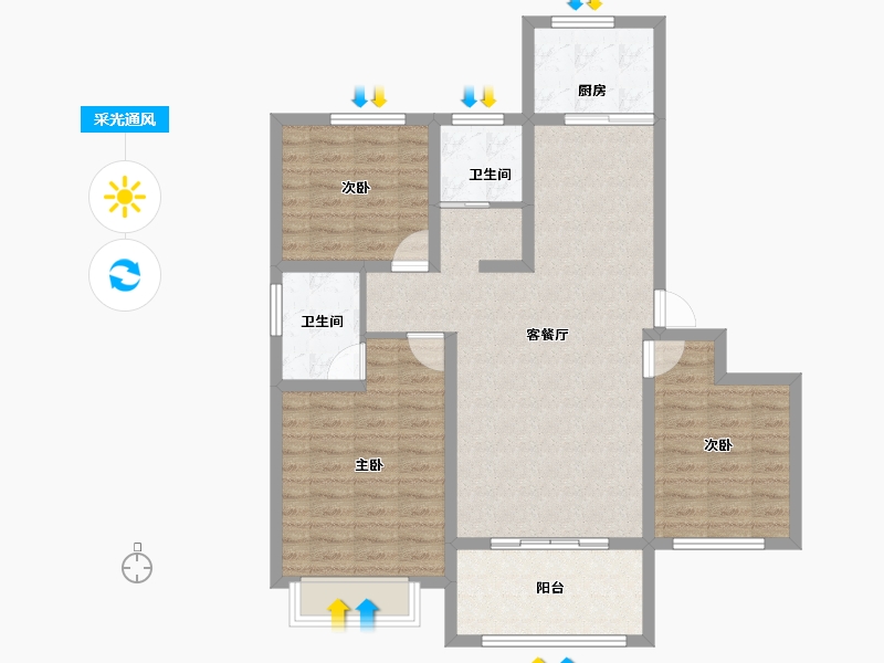 河南省-濮阳市-恒基·悦和府-94.90-户型库-采光通风