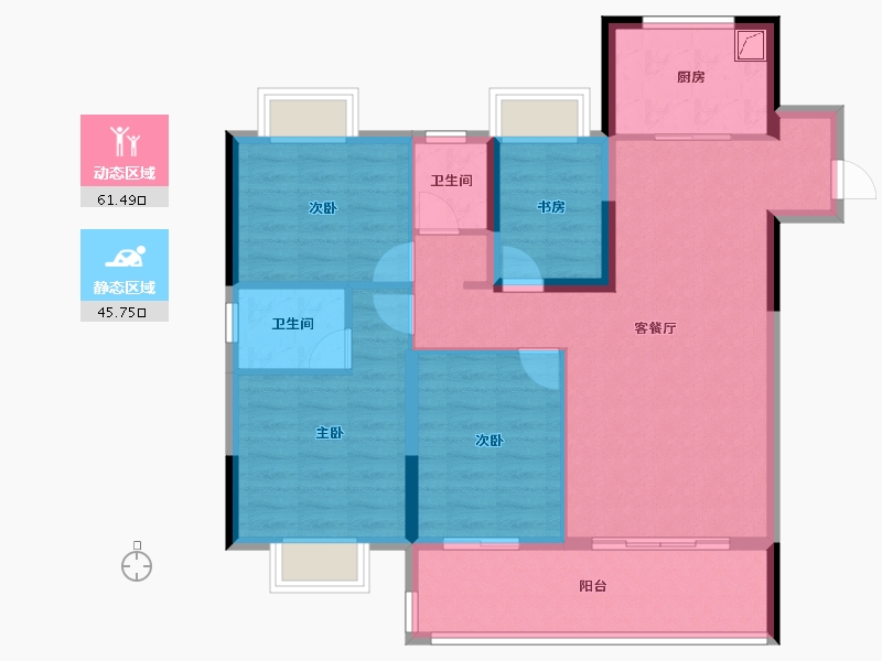 福建省-三明市-永嘉天地翰林府-96.00-户型库-动静分区