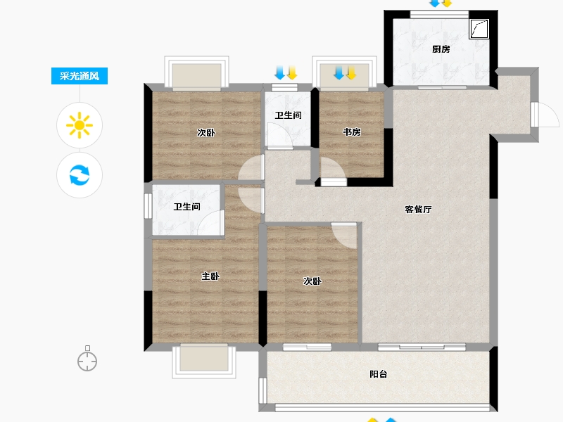 福建省-三明市-永嘉天地翰林府-96.00-户型库-采光通风