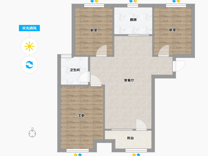 河北省-廊坊市-英国宫-四期-73.20-户型库-采光通风