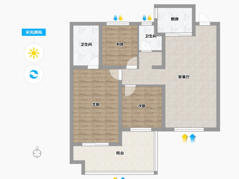 河南省-濮阳市-云熙府-92.96-户型库-采光通风