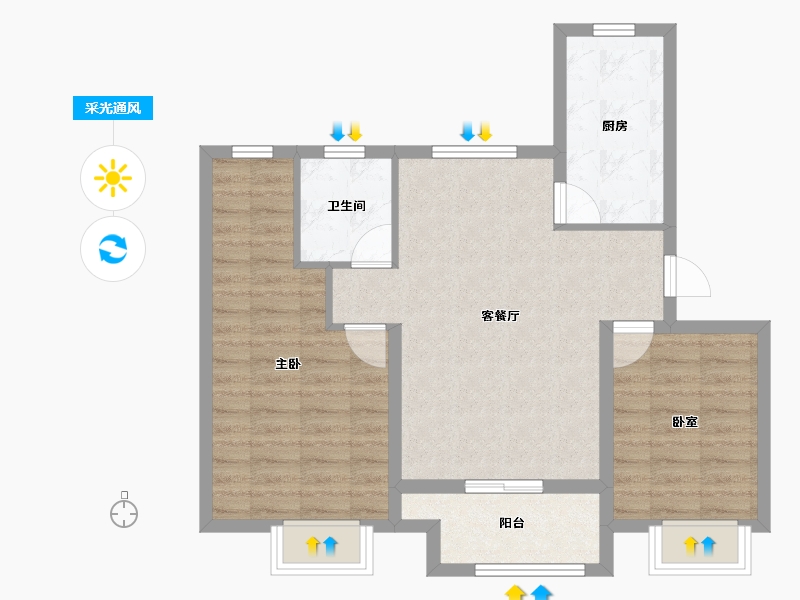 江西省-九江市-蓝城·西海桃李-71.13-户型库-采光通风