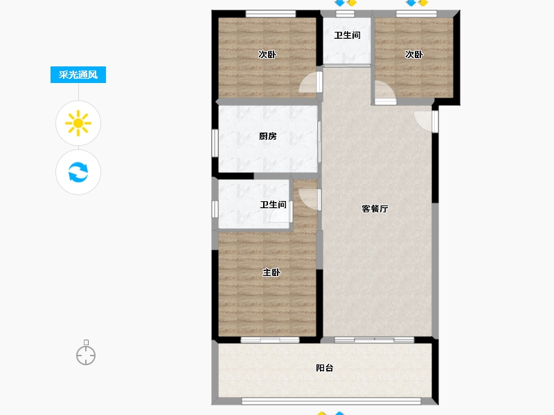 河南省-濮阳市-碧桂园·云溪尚境-104.96-户型库-采光通风