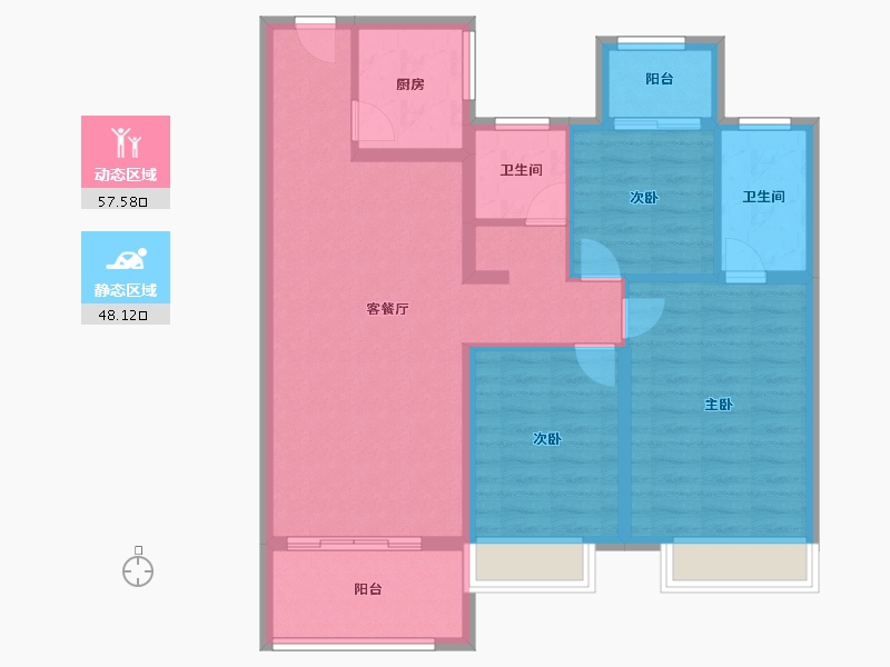 河南省-濮阳市-开州百子园-94.86-户型库-动静分区