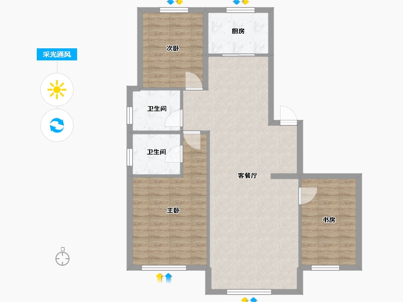 内蒙古自治区-通辽市-丽景华庭-102.00-户型库-采光通风