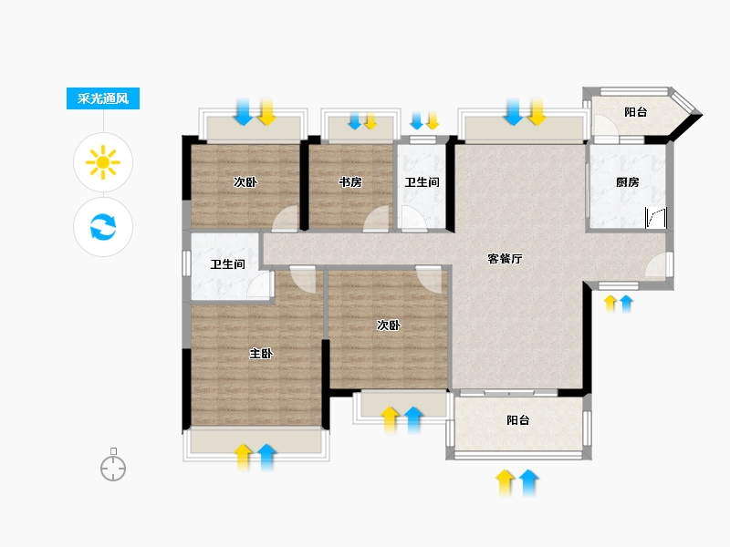 广东省-清远市-恒福山湖峰境-111.66-户型库-采光通风