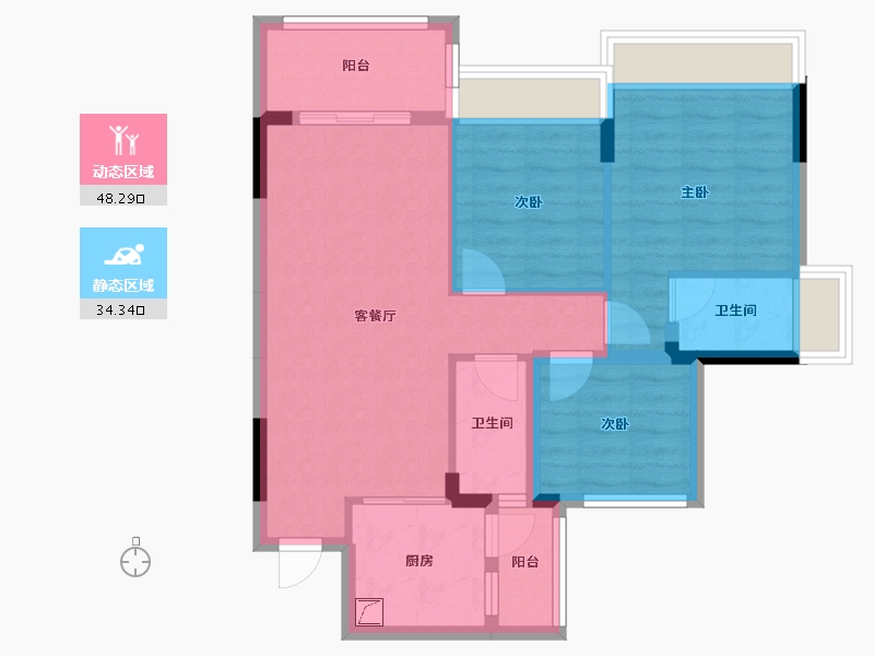 广东省-清远市-锦泰·城际壹号-73.27-户型库-动静分区