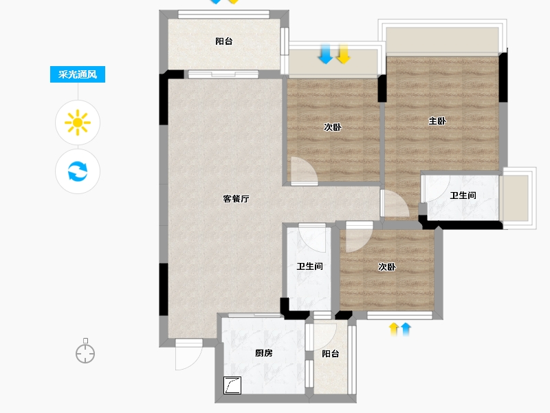 广东省-清远市-锦泰·城际壹号-73.27-户型库-采光通风