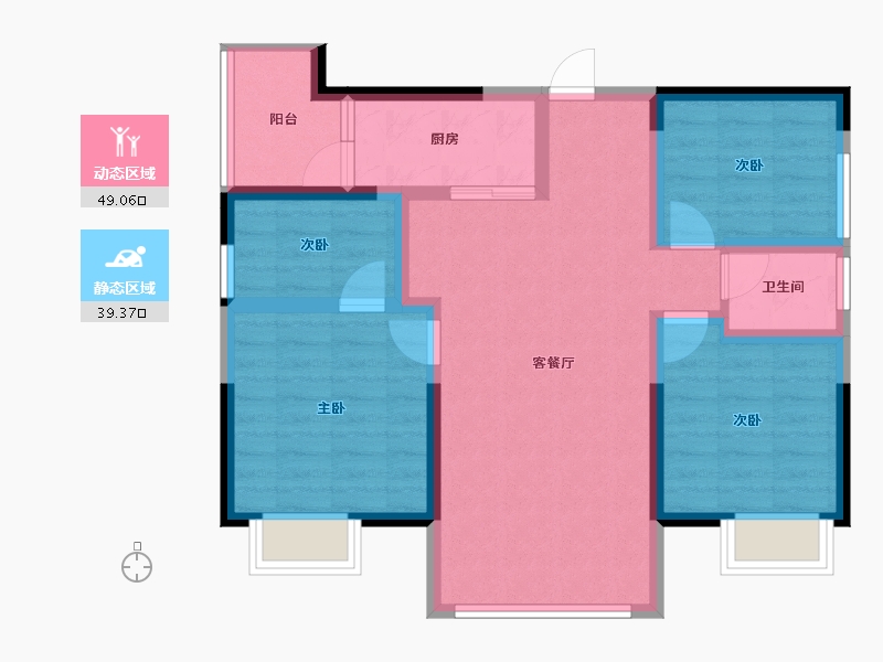 四川省-眉山市-北湖春天-77.97-户型库-动静分区