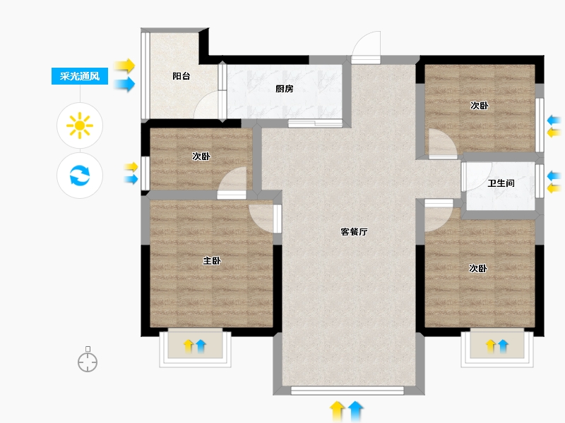 四川省-眉山市-北湖春天-77.97-户型库-采光通风