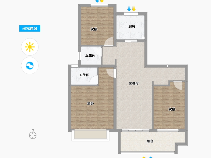 河南省-商丘市-睢县建业·学府上院-91.81-户型库-采光通风