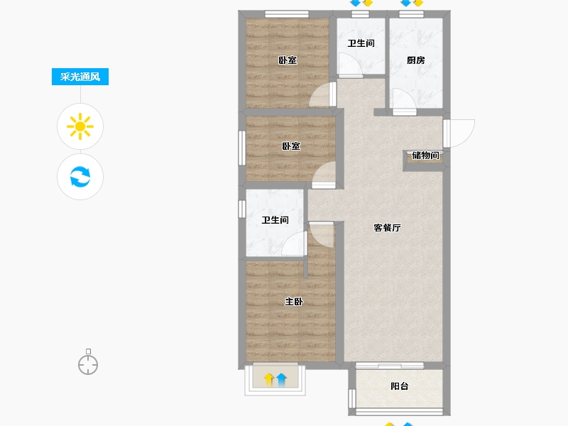 山西省-太原市-太原·龙湖天鉅-71.95-户型库-采光通风