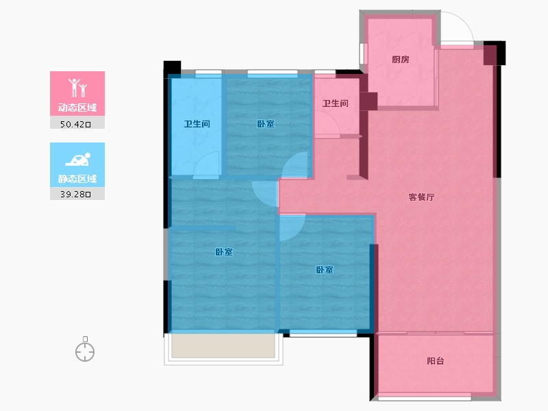 湖北省-十堰市-汉江璟城-80.87-户型库-动静分区