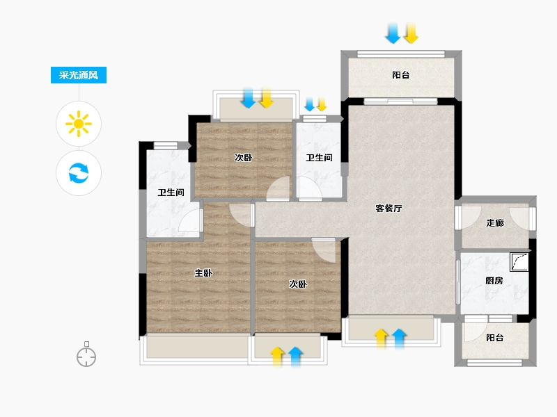 广东省-清远市-恒福山湖峰境-85.90-户型库-采光通风