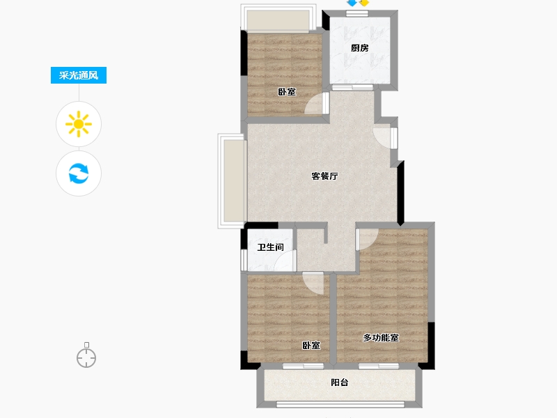 安徽省-蚌埠市-融创山水宸院-74.79-户型库-采光通风