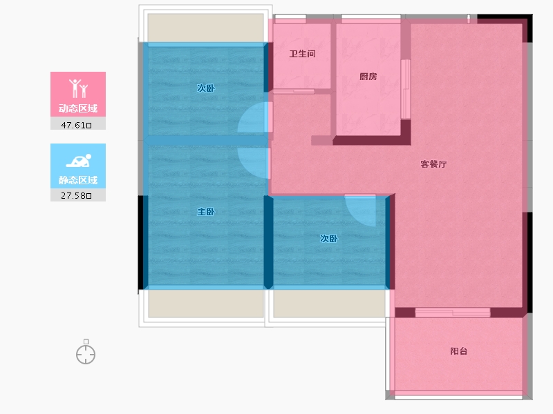 湖北省-十堰市-新时代·江屿城-66.78-户型库-动静分区