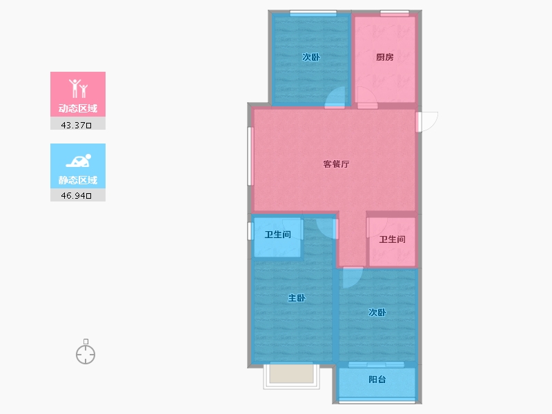 山西省-吕梁市-上水园-80.36-户型库-动静分区