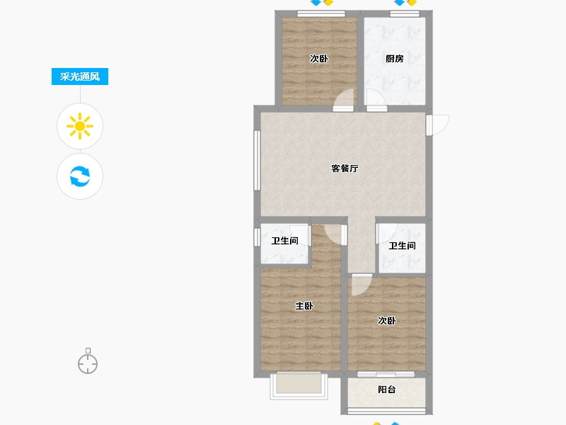 山西省-吕梁市-上水园-80.36-户型库-采光通风