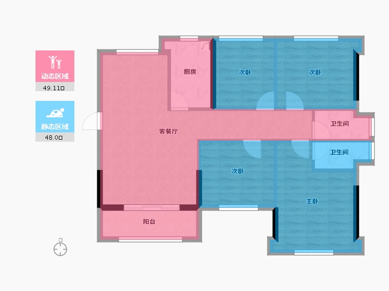 福建省-三明市-中润玖珑台-87.20-户型库-动静分区