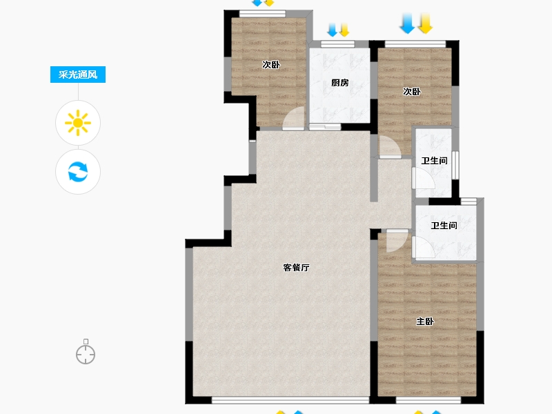 宁夏回族自治区-银川市-绿城桃李江南-110.97-户型库-采光通风