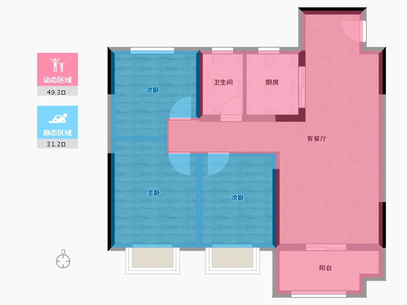 江西省-九江市-海伦堡·海伦国际-71.39-户型库-动静分区