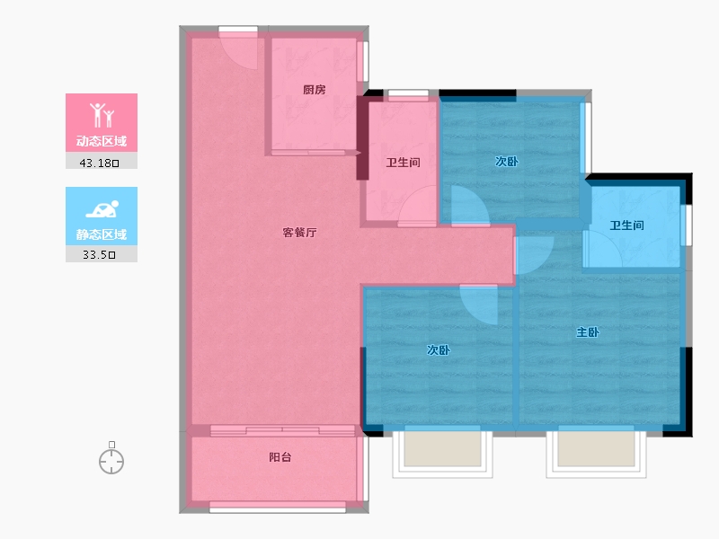 广西壮族自治区-桂林市-桂宏达领秀公馆-69.02-户型库-动静分区