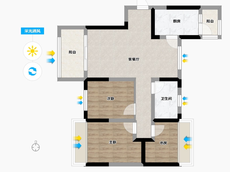 四川省-眉山市-融创九天一城-66.58-户型库-采光通风