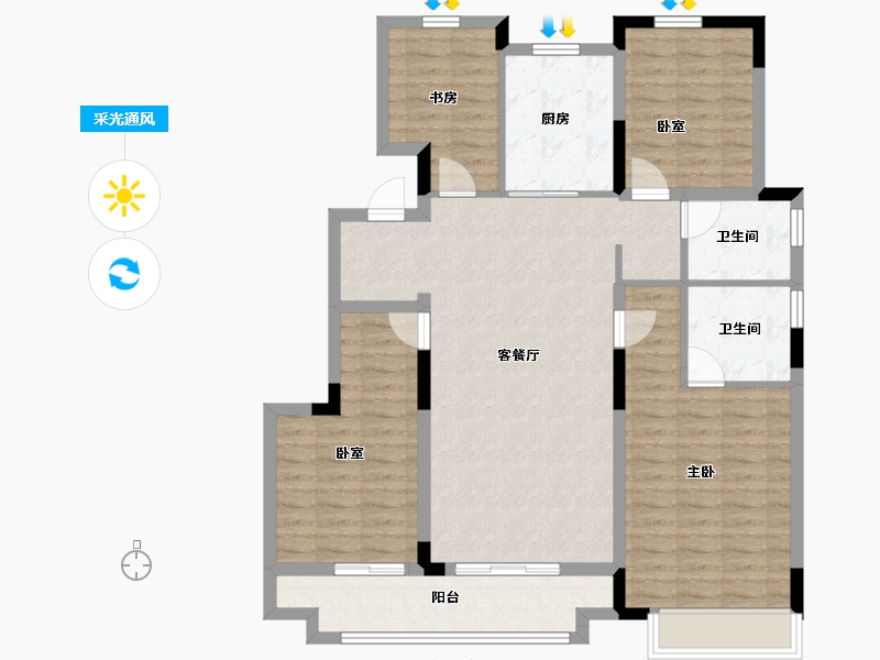 安徽省-蚌埠市-融创山水宸院-108.81-户型库-采光通风