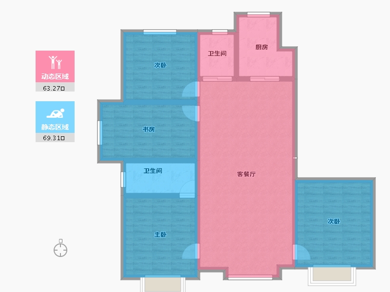 新疆维吾尔自治区-乌鲁木齐市-公园尚景-119.89-户型库-动静分区