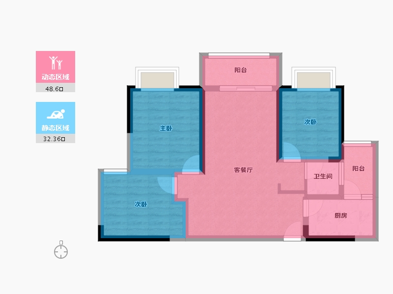 四川省-眉山市-北湖春天-71.25-户型库-动静分区