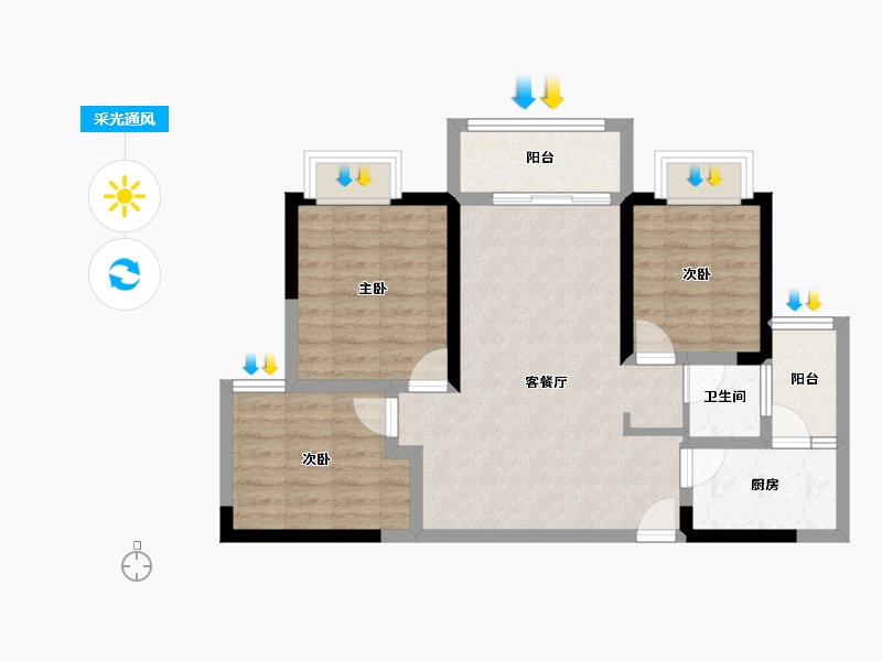 四川省-眉山市-北湖春天-71.25-户型库-采光通风