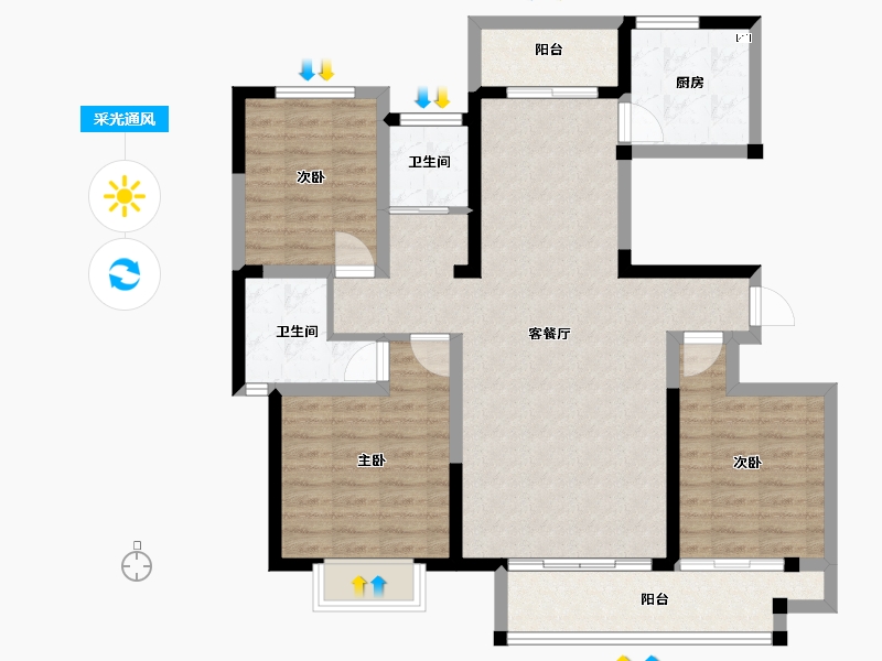 河南省-商丘市-康桥·知园-98.45-户型库-采光通风