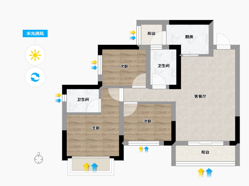 四川省-眉山市-复地天府湾-54.06-户型库-采光通风