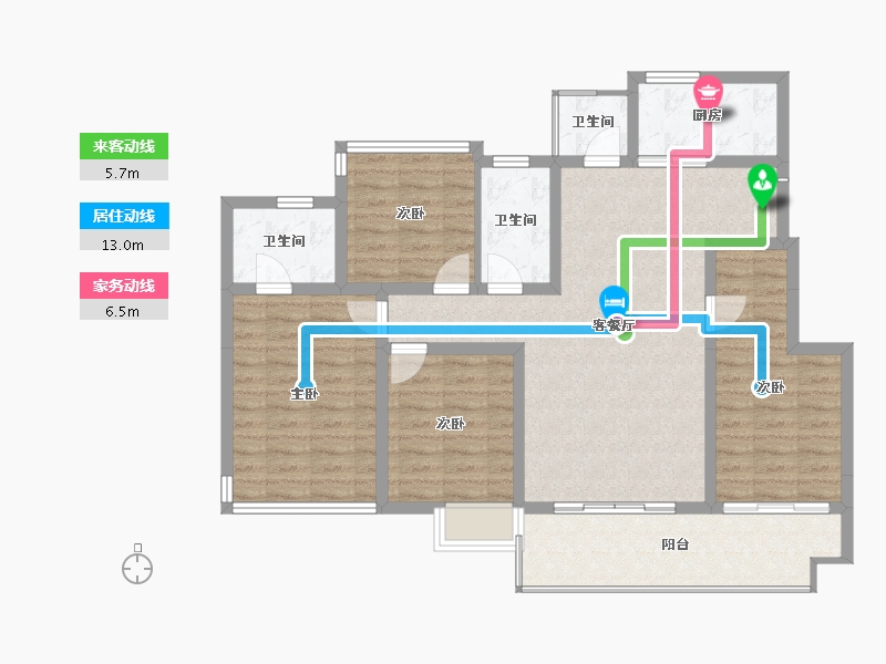 四川省-广元市-阳光壹号院-105.35-户型库-动静线