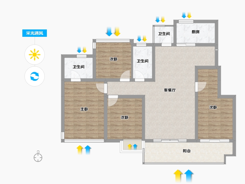 四川省-广元市-阳光壹号院-105.35-户型库-采光通风