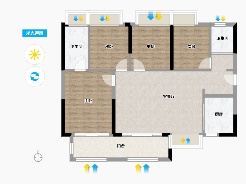 广东省-清远市-雅居乐清远雅郡-94.99-户型库-采光通风