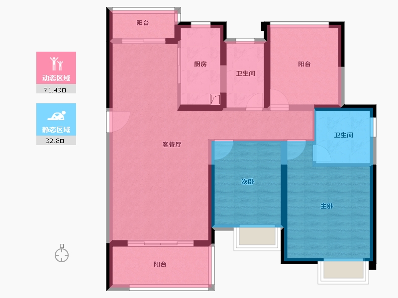 安徽省-滁州市-雅居乐御宾府-92.82-户型库-动静分区