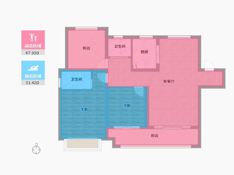 安徽省-滁州市-金鹏朗月书院-88.81-户型库-动静分区