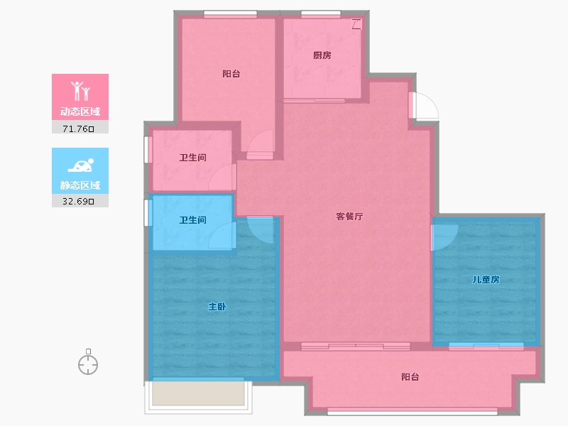 安徽省-滁州市-金鹏朗月书院-94.40-户型库-动静分区