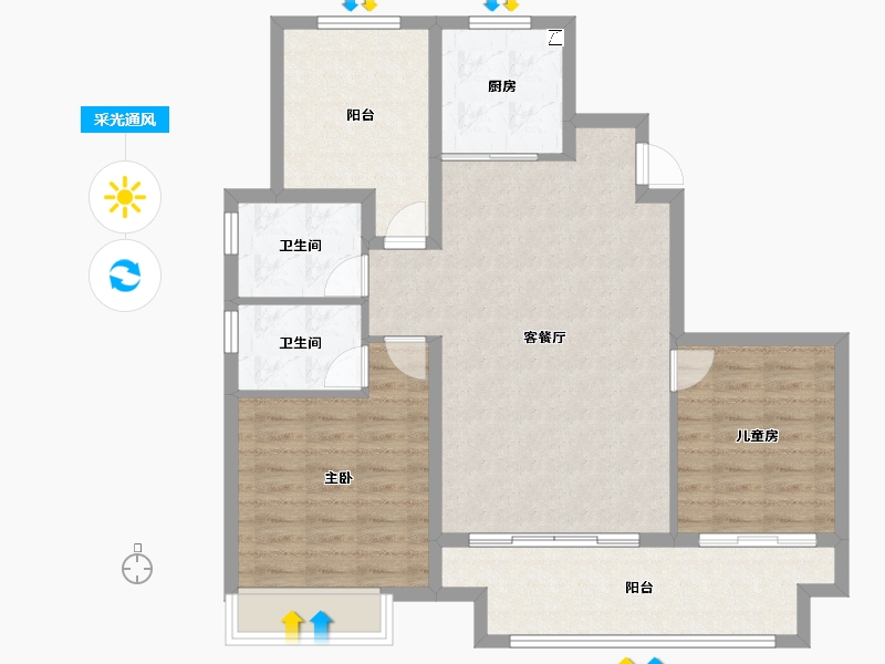 安徽省-滁州市-金鹏朗月书院-94.40-户型库-采光通风