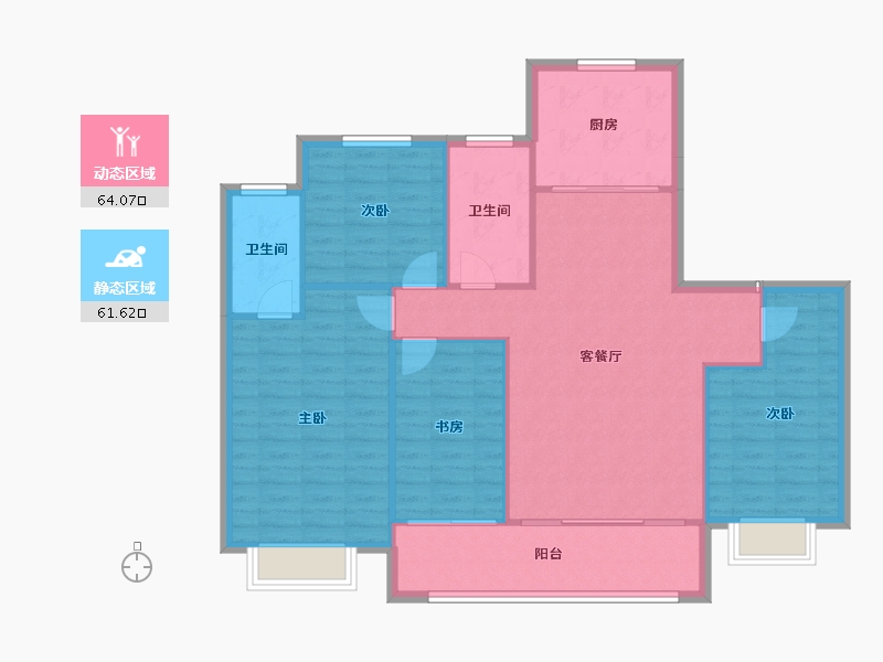 山东省-淄博市-金鼎绿城四期-116.17-户型库-动静分区