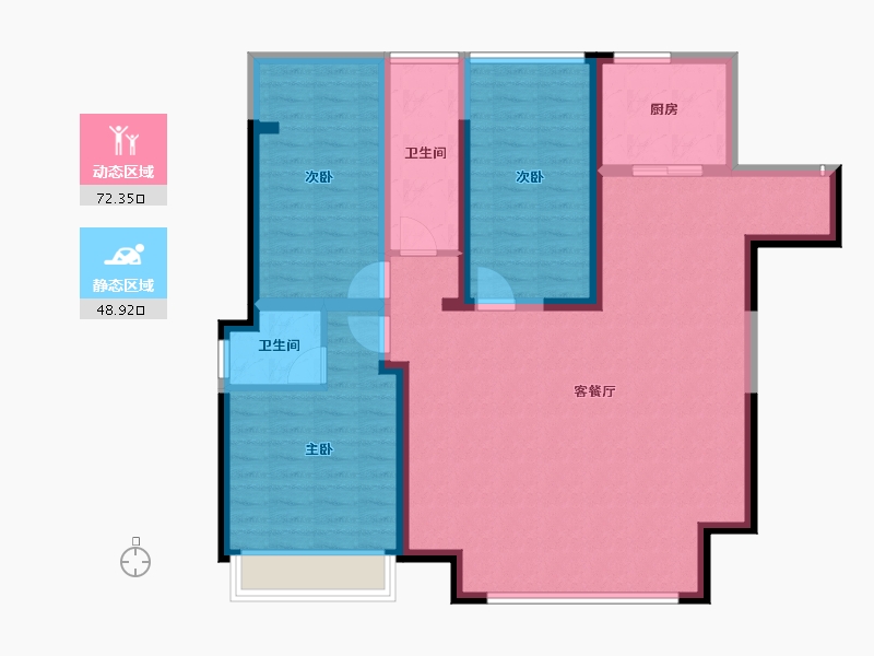 宁夏回族自治区-银川市-民生城·玖峯-109.19-户型库-动静分区