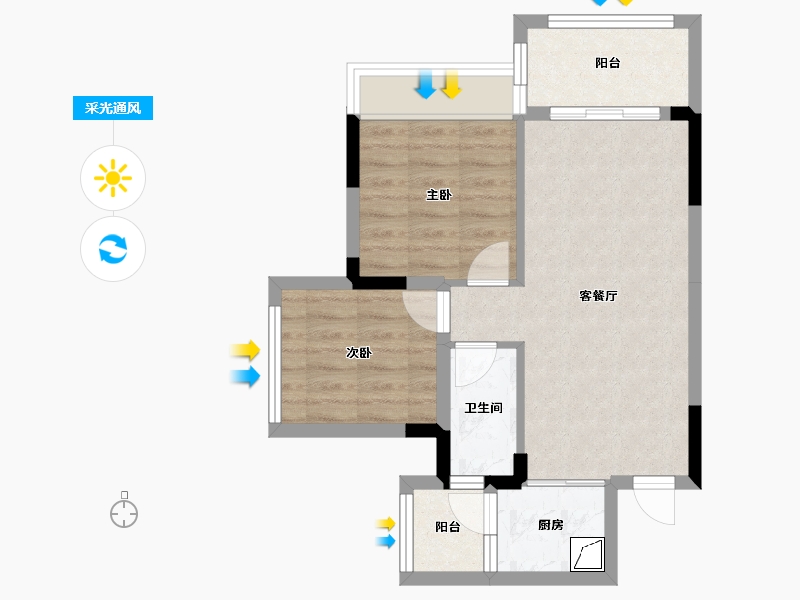 广东省-清远市-锦泰·城际壹号-53.83-户型库-采光通风